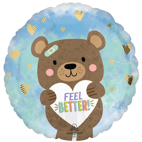 17" Feel Better Bear Foil Balloon